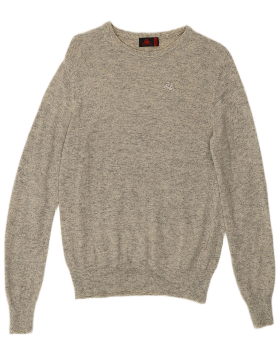 KAPPA Herren-Pullover mit U-Boot-Ausschnitt, klein, grau gesprenkelte Lammwolle