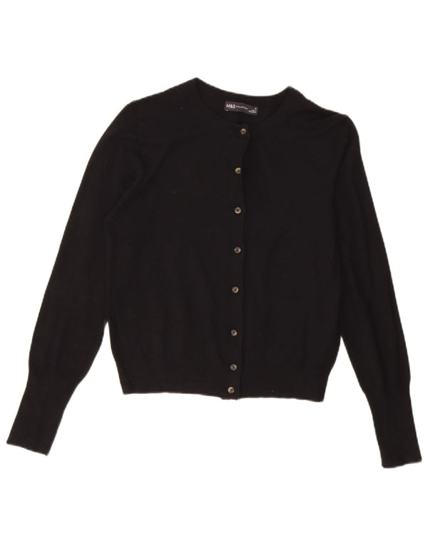 Marks & Spencer Damen Crop Cardigan Pullover UK 10 Small Schwarze Viskose