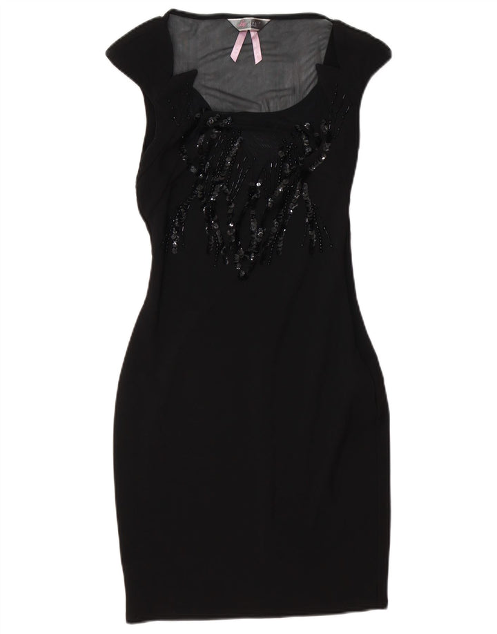 Lipsy Damen Figurbetontes Kleid UK 10 Small Schwarz Polyester
