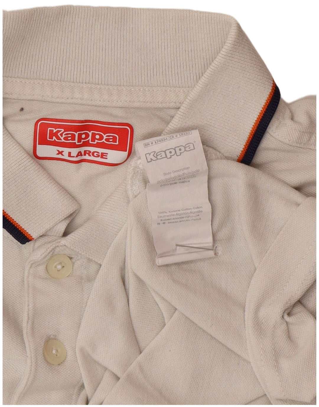 Kappa Herren Poloshirt XL Weiße Baumwolle