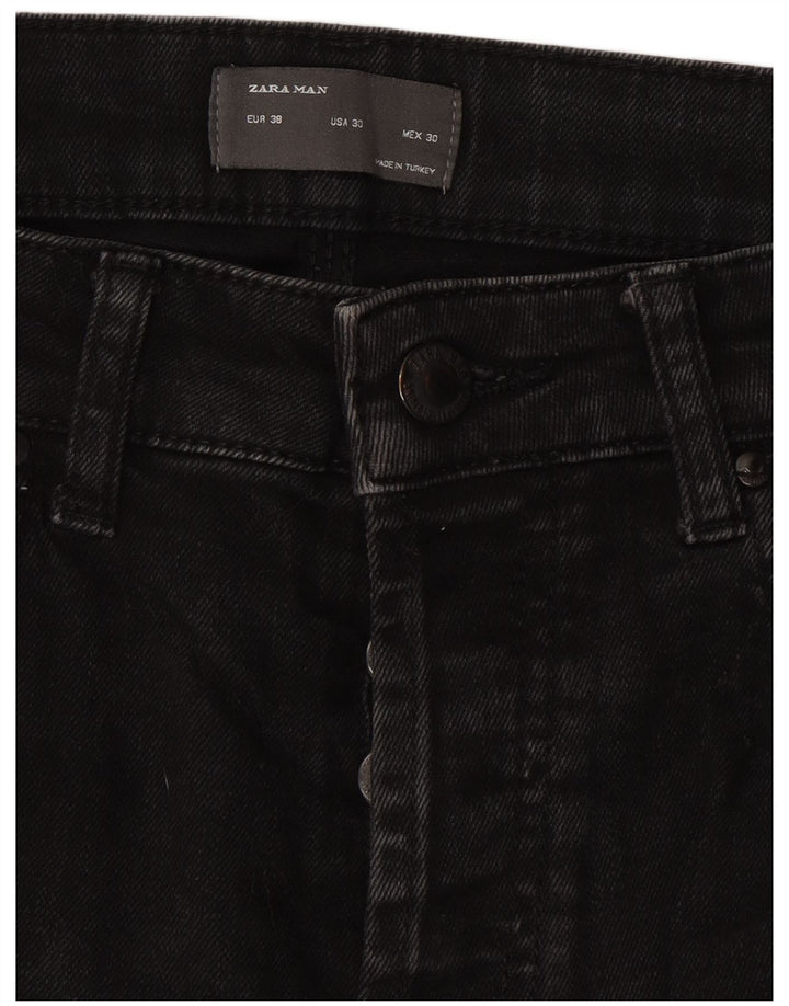 ZARA Herren Slim Jeans EU 38 Small W30 L28 Schwarze Baumwolle