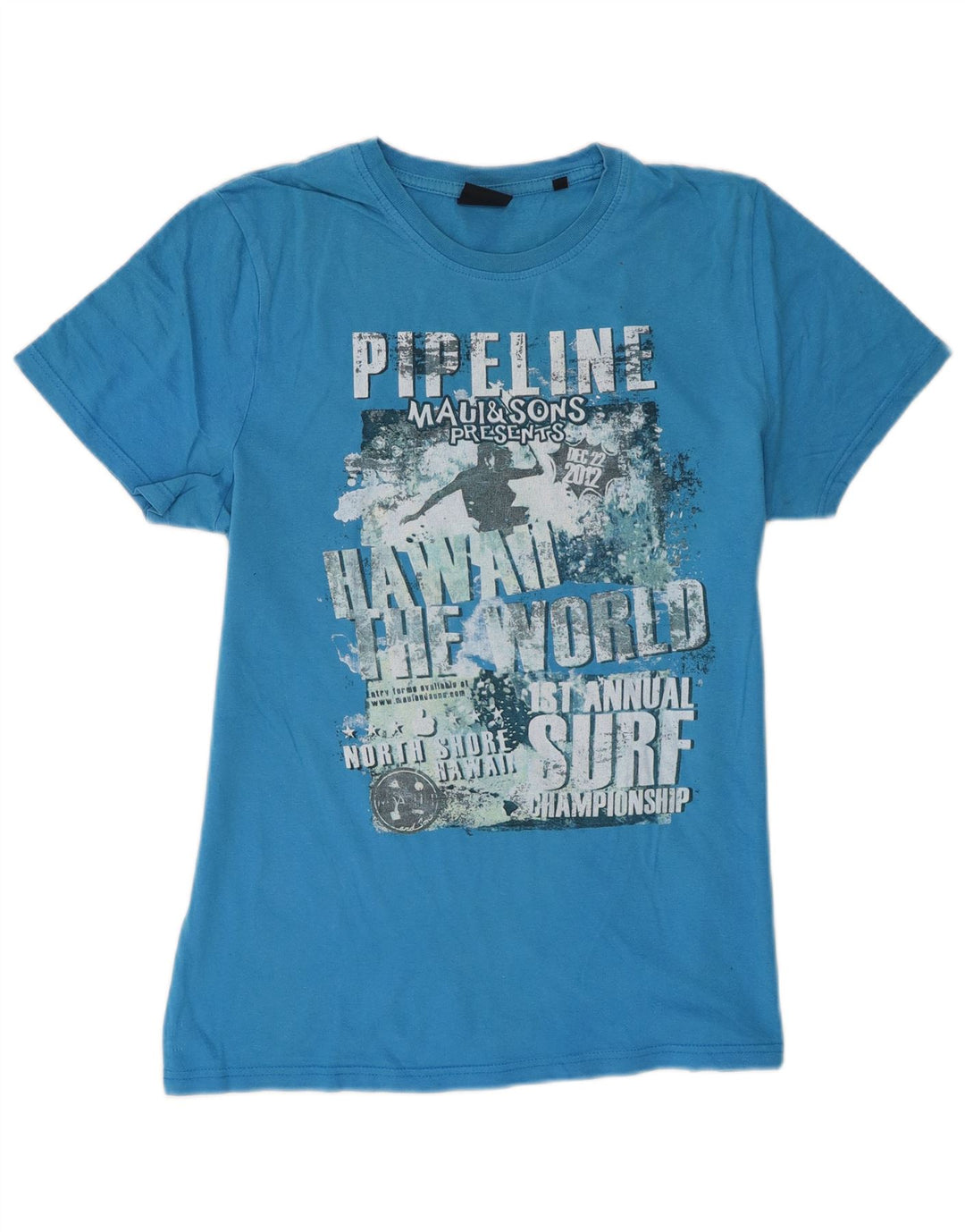 Maui and Sons Herren Grafik-T-Shirt-Oberteil aus mittelblauer Baumwolle