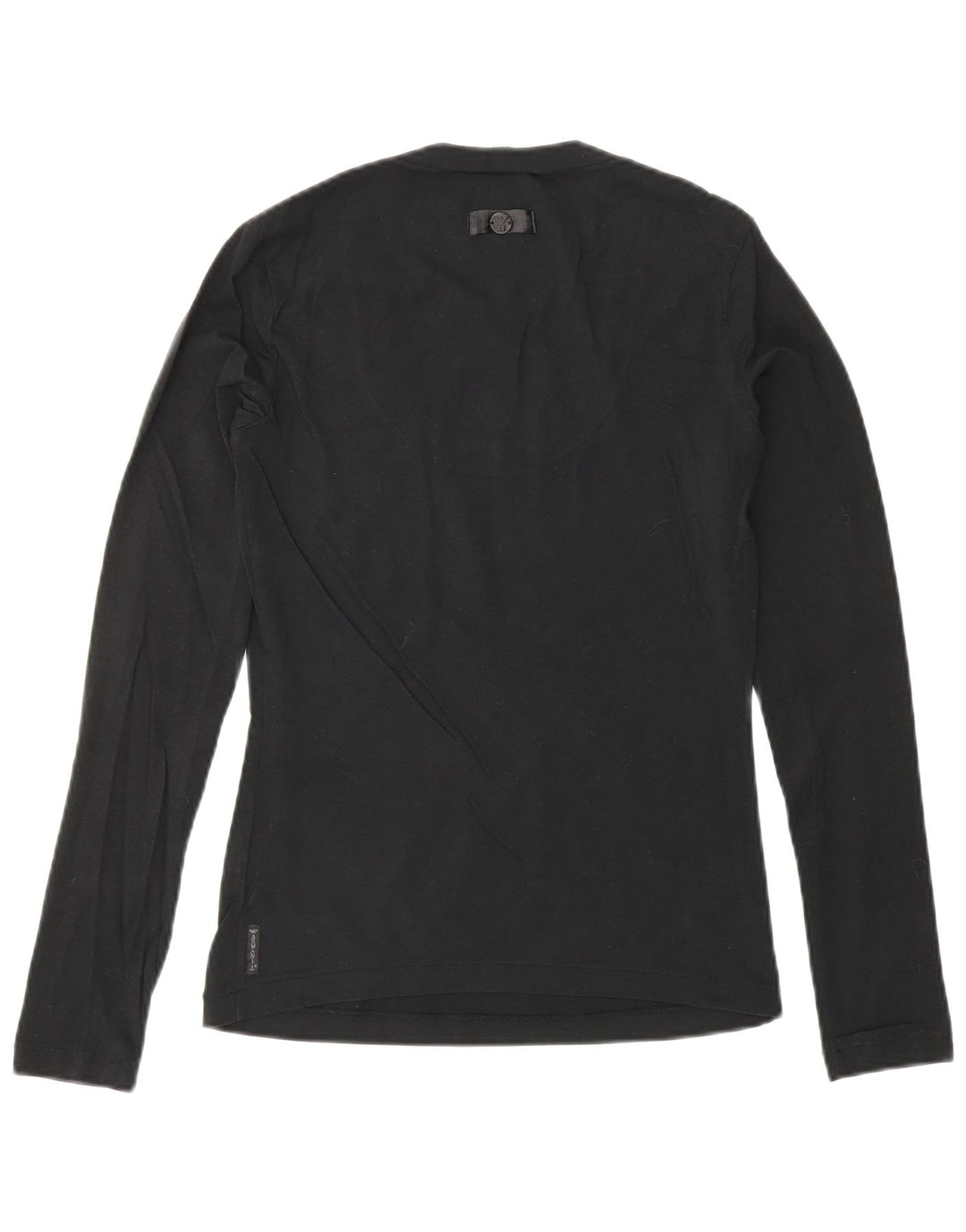 ARMANI JEANS Damen Top Langarm UK 10 Small Schwarze Baumwolle