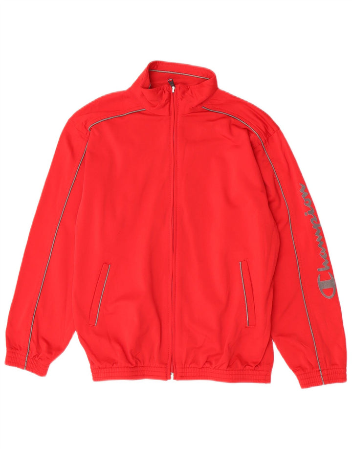 Champion Jungen-Trainingsanzugoberteil mit Grafik, 11–12 Jahre, rotes Polyester