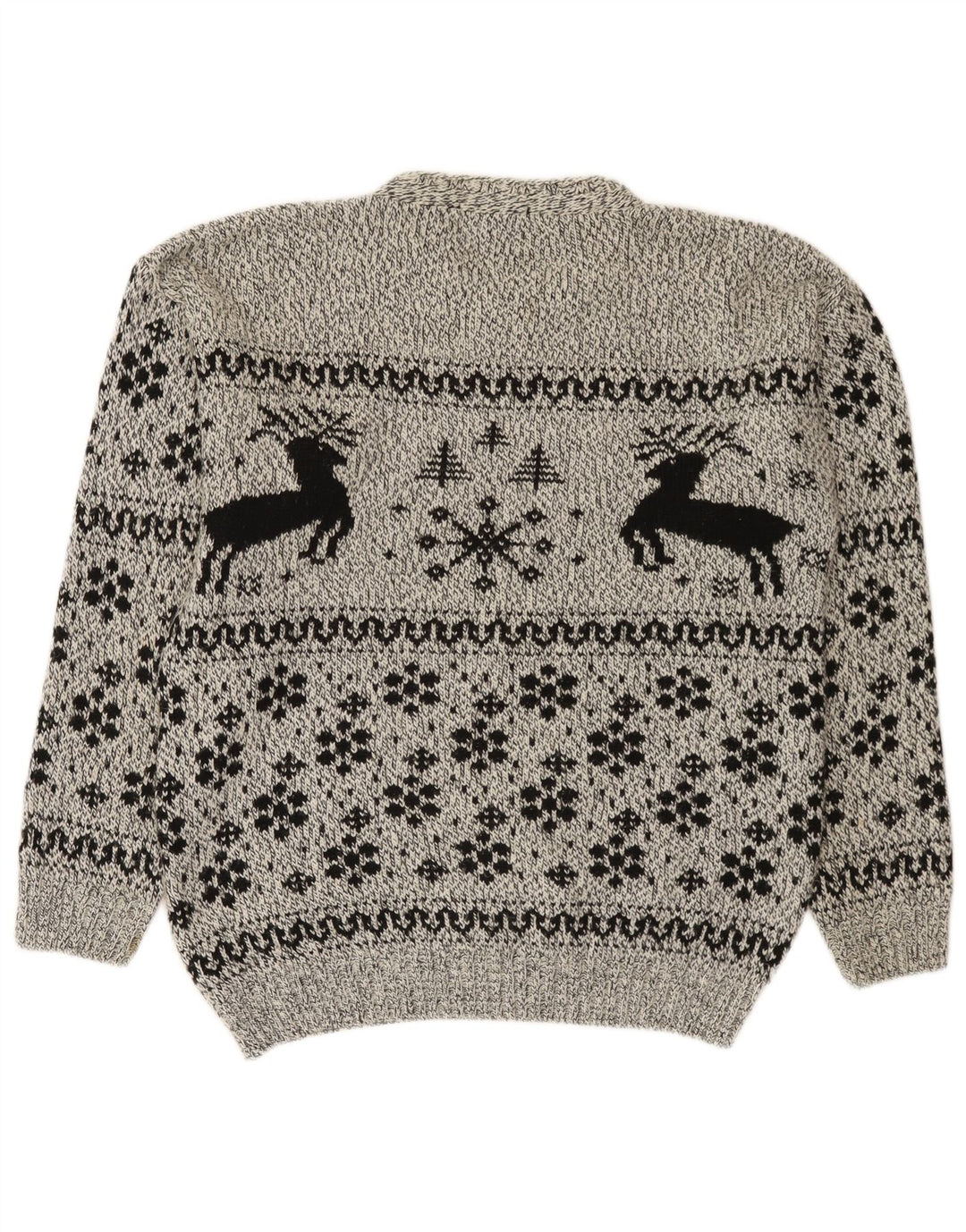 Cotton Republic Herren-Pullover mit Rundhalsausschnitt, Mittelgrau, Fair Isle