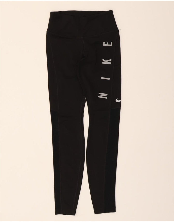 NIKE Womens Graphic Leggings UK 6 XS  Black Polyester Vintage Nike and Second-Hand Nike from Messina Hembry 