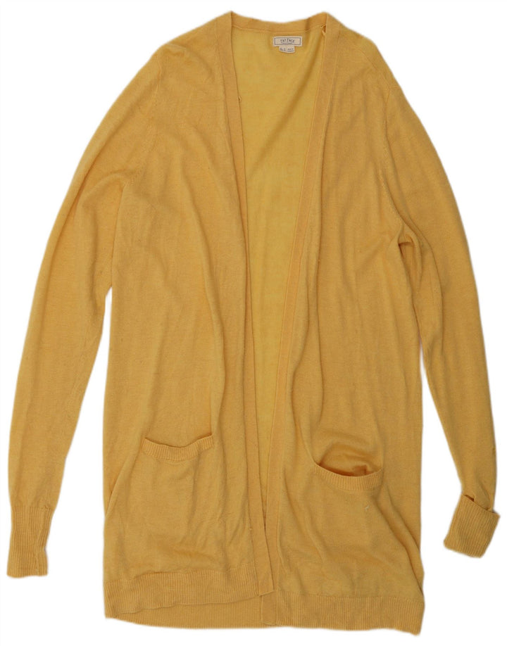 FAT FACE Damen Longline Open Cardigan Pullover UK 14 Mittelgelbe Wolle