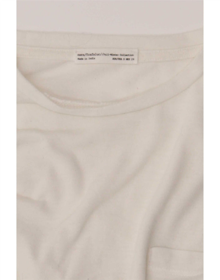 Zara Damen Trafaluc Top Langarm UK 10 Small Weiß