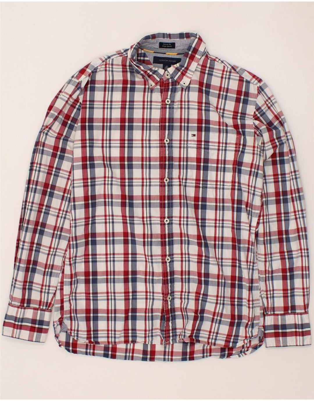 TOMMY HILFIGER Mens Custom Fit Shirt Medium Multicoloured Check Cotton Vintage Tommy Hilfiger and Second-Hand Tommy Hilfiger from Messina Hembry 