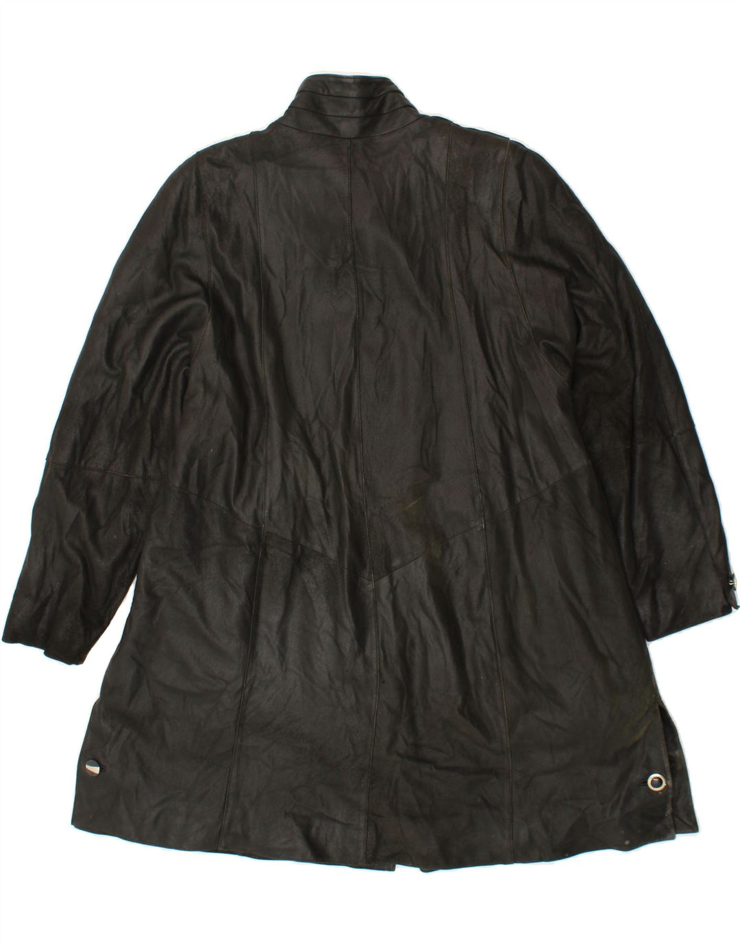 VINTAGE Womens Leather Coat UK 12 Medium Black Vintage Vintage and Second-Hand Vintage from Messina Hembry 