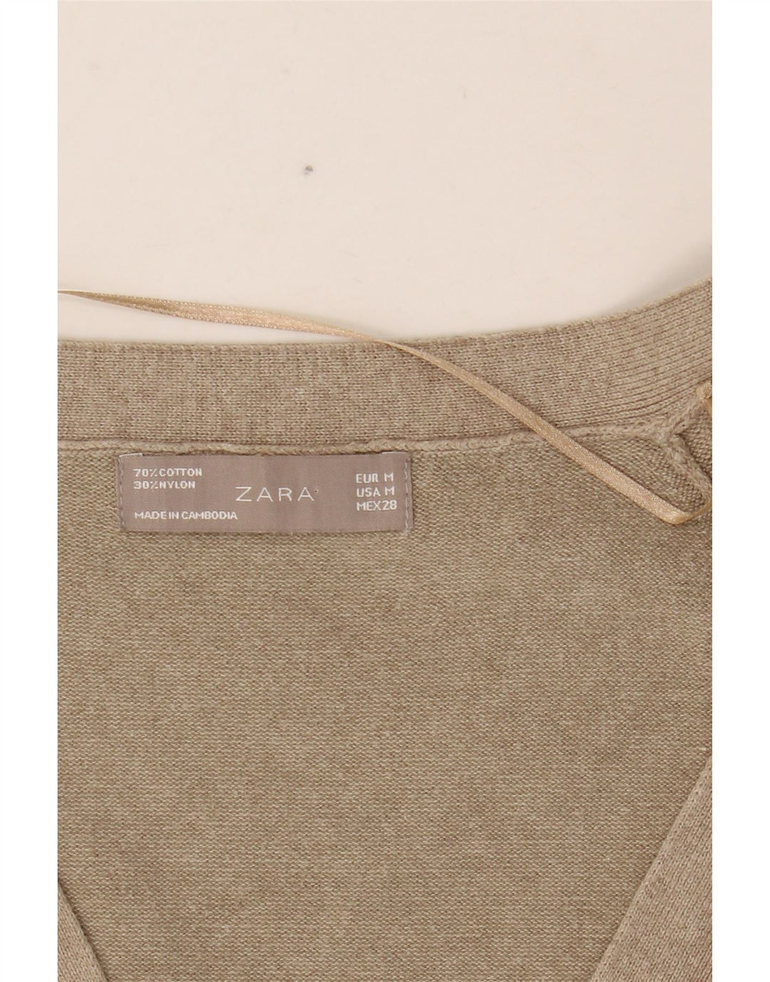 ZARA Damen-Cardigan-Pullover UK 12 Mittelbeige Baumwolle