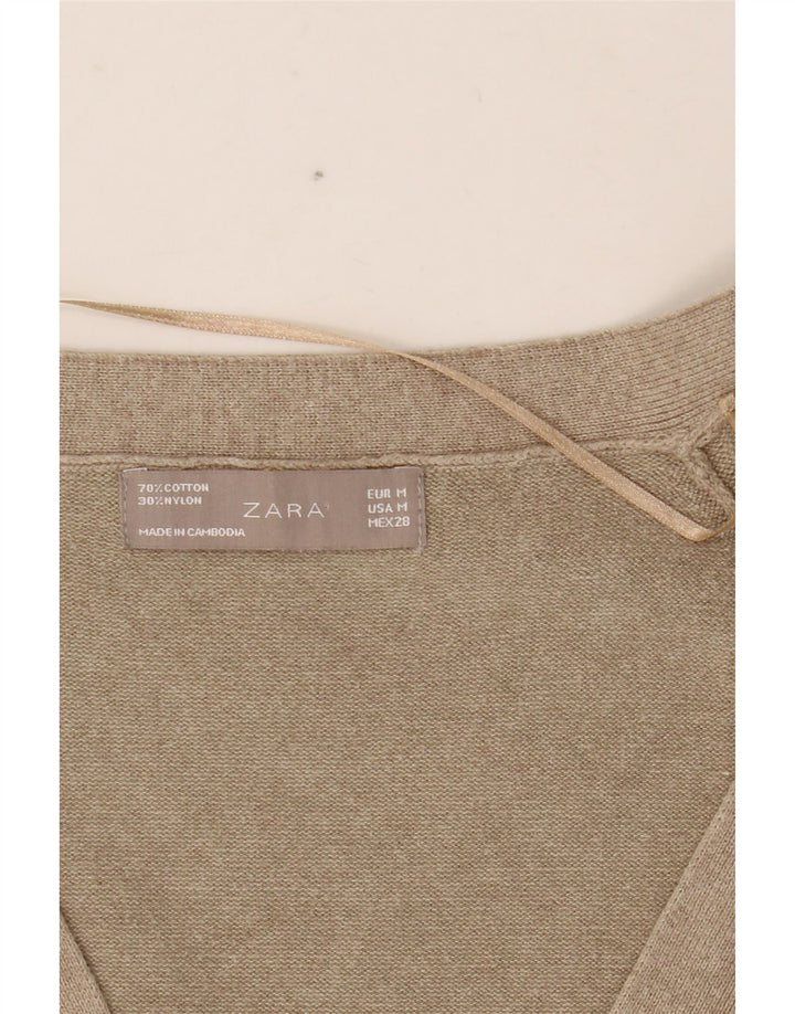 ZARA Damen-Cardigan-Pullover UK 12 Mittelbeige Baumwolle