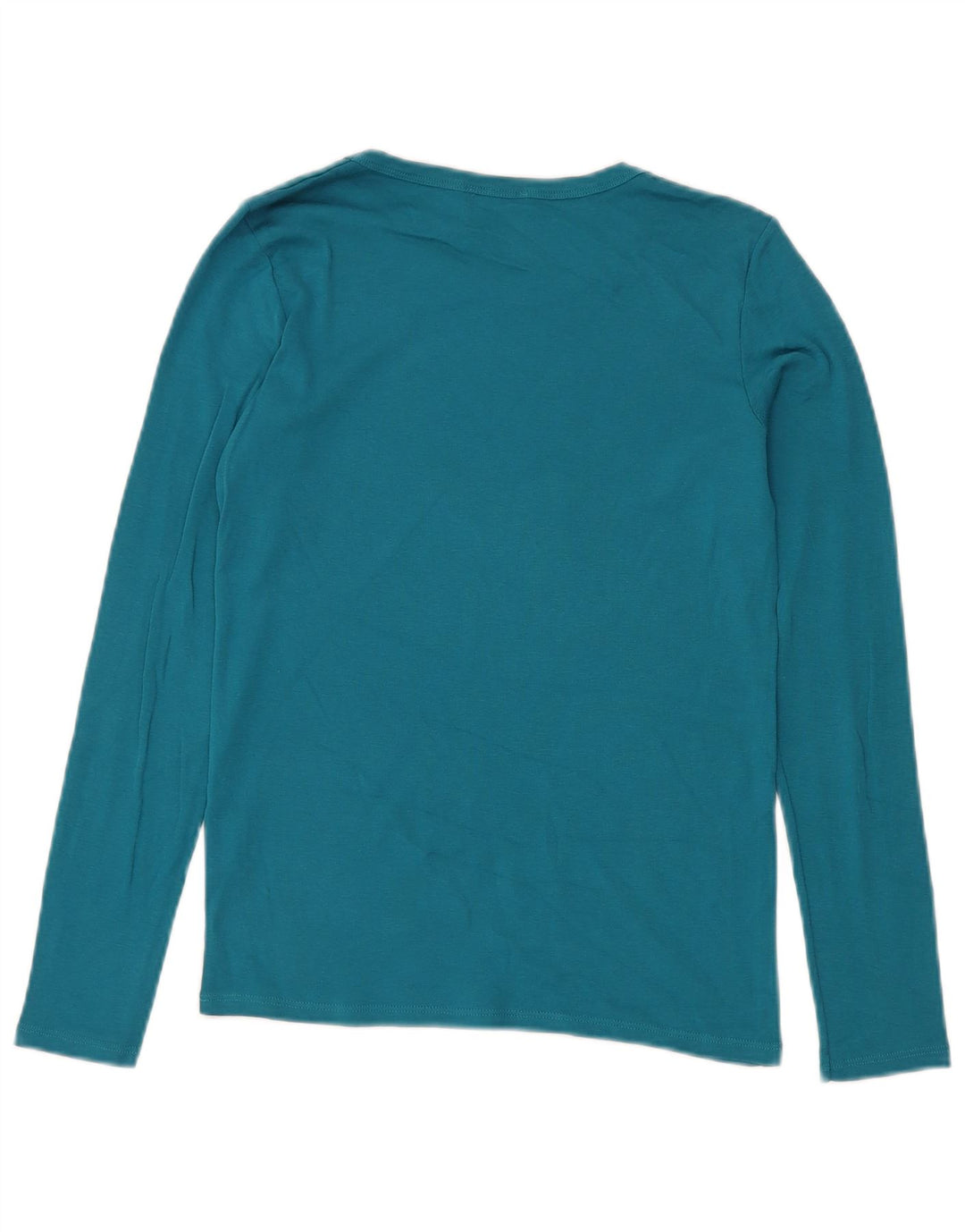 BENETTON Womens Graphic Top Langarm UK 10 Small Blau Baumwolle