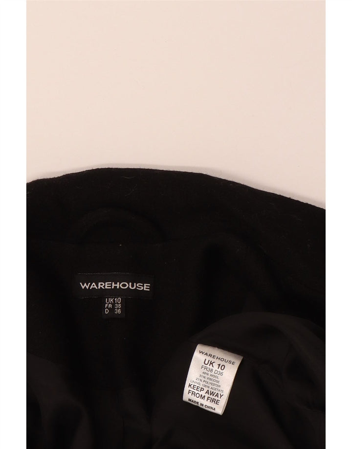WAREHOUSE Womens Bolero Jacket UK 10 Small  Black Floral Wool