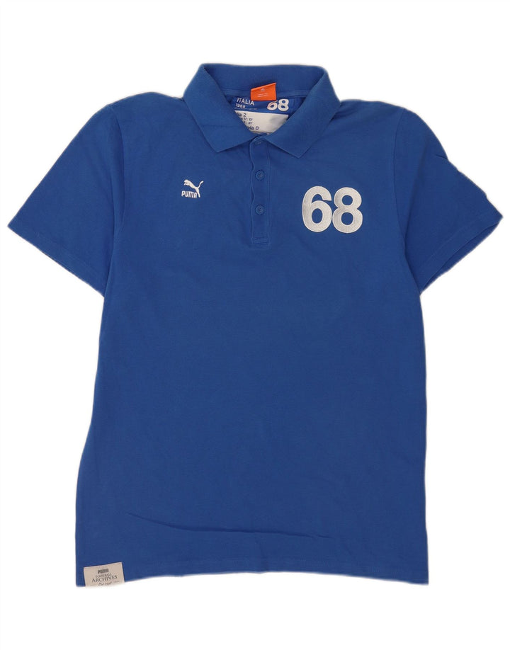 Puma Herren-Poloshirt mit Grafik, mittelblaue Baumwolle