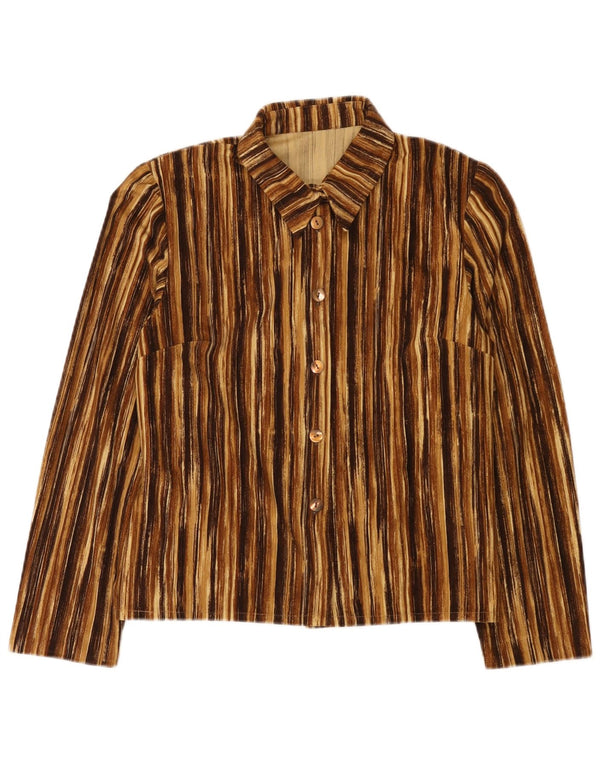 Vintage Damen Shirt UK 12 Mittelbraun gestreift