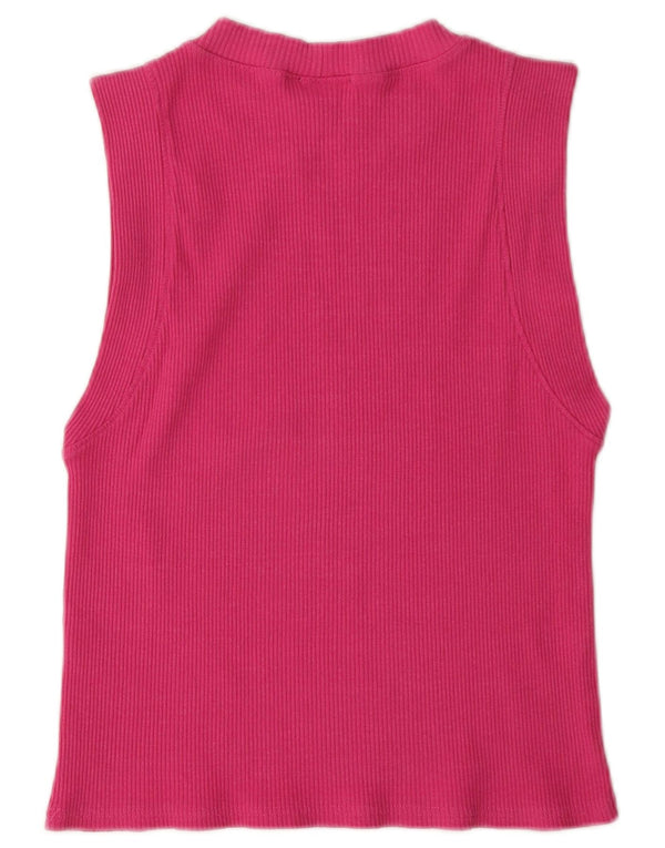 Zara Damen Crop Vest Top UK 14 Large Rosa Baumwolle