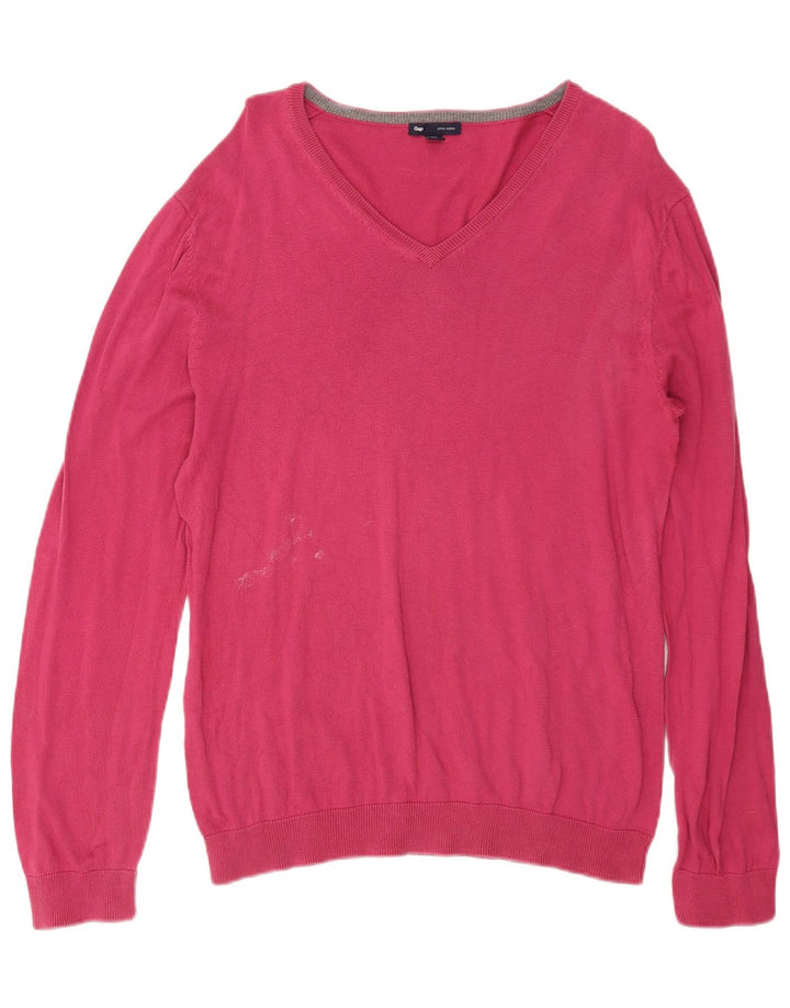 Gap Herren-Pullover mit V-Ausschnitt, groß, rosa Baumwolle