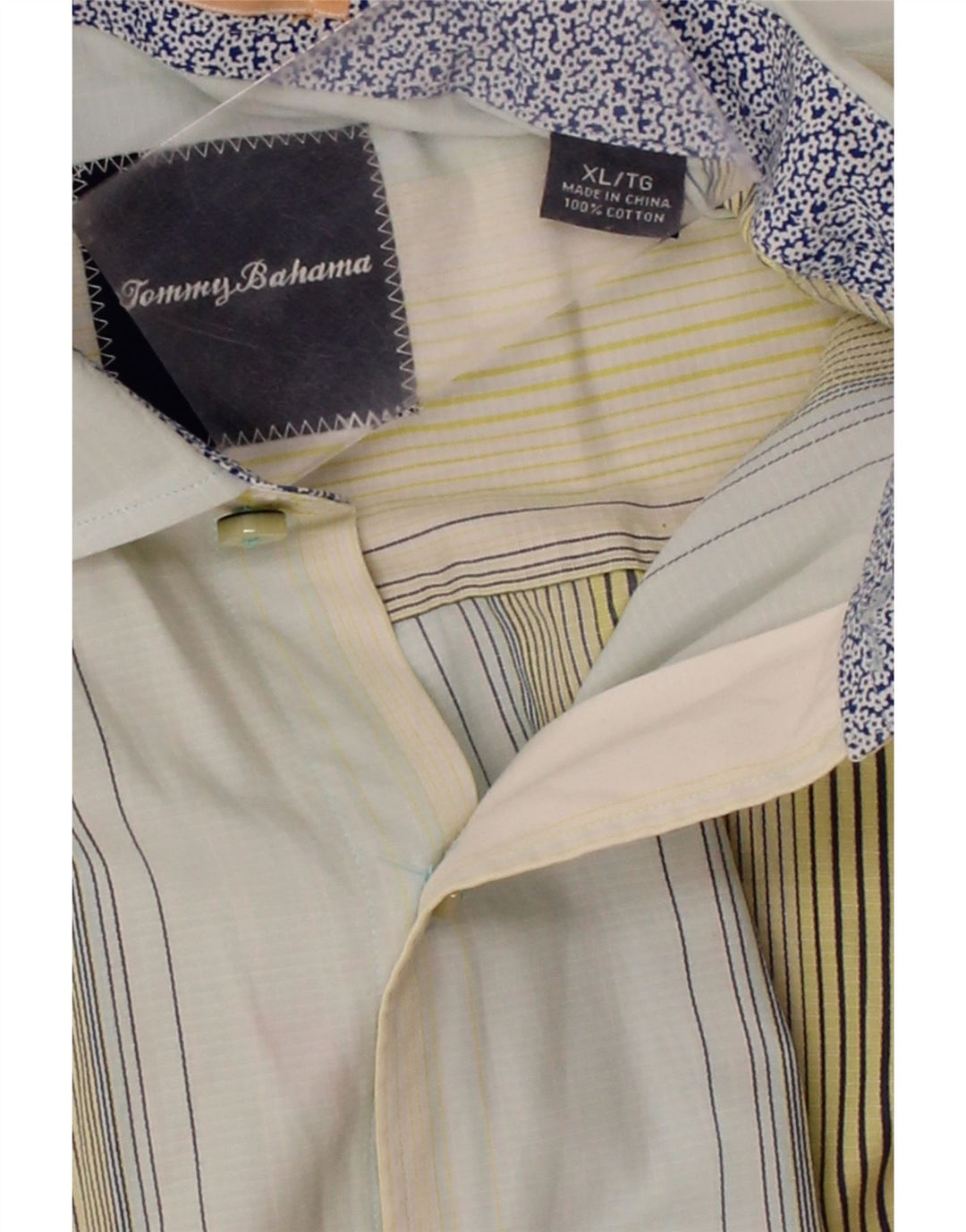 TOMMY HILFIGER Mens Shirt XL Yellow Striped Cotton Vintage Tommy Hilfiger and Second-Hand Tommy Hilfiger from Messina Hembry 