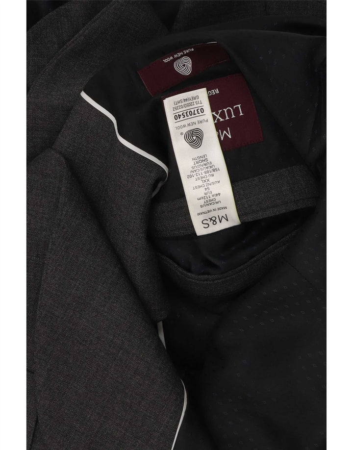 Marks & Spencer Herren-Blazer mit 2 Knöpfen, Größe 44, 2XL, graue Schurwolle