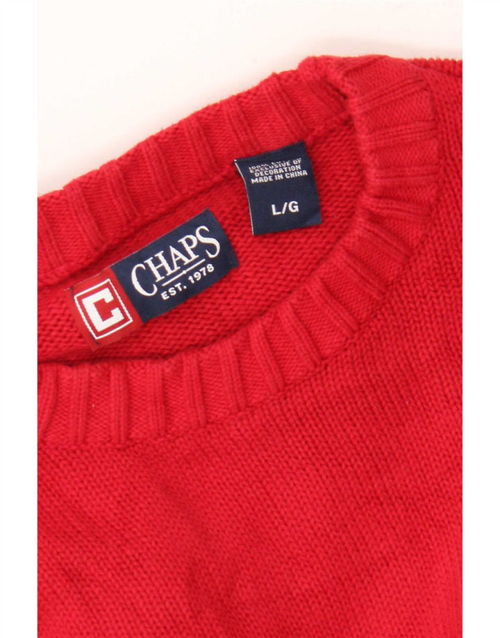 Chaps Herren-Pullover mit Rundhalsausschnitt, Größe L, aus roter Baumwolle