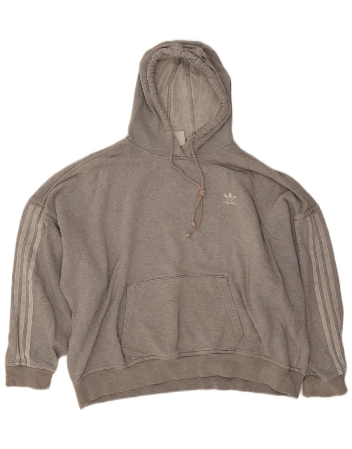 Adidas Damen Übergroßer Kapuzenpullover UK 14 Mittelgraue Baumwolle
