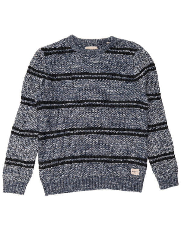 Jack & Jones Herren-Pullover mit Rundhalsausschnitt, XL, blau gestreift, Acryl