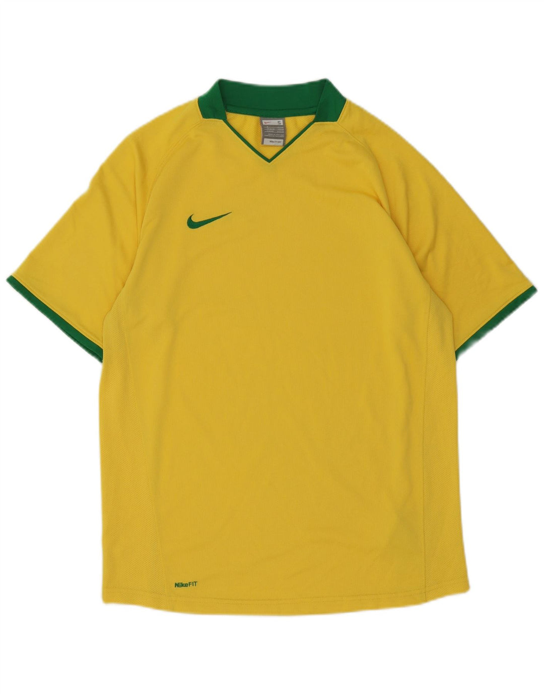 Nike Herren T-Shirt Top UK 36/38 Small Gelbes Colourblock-Polyester
