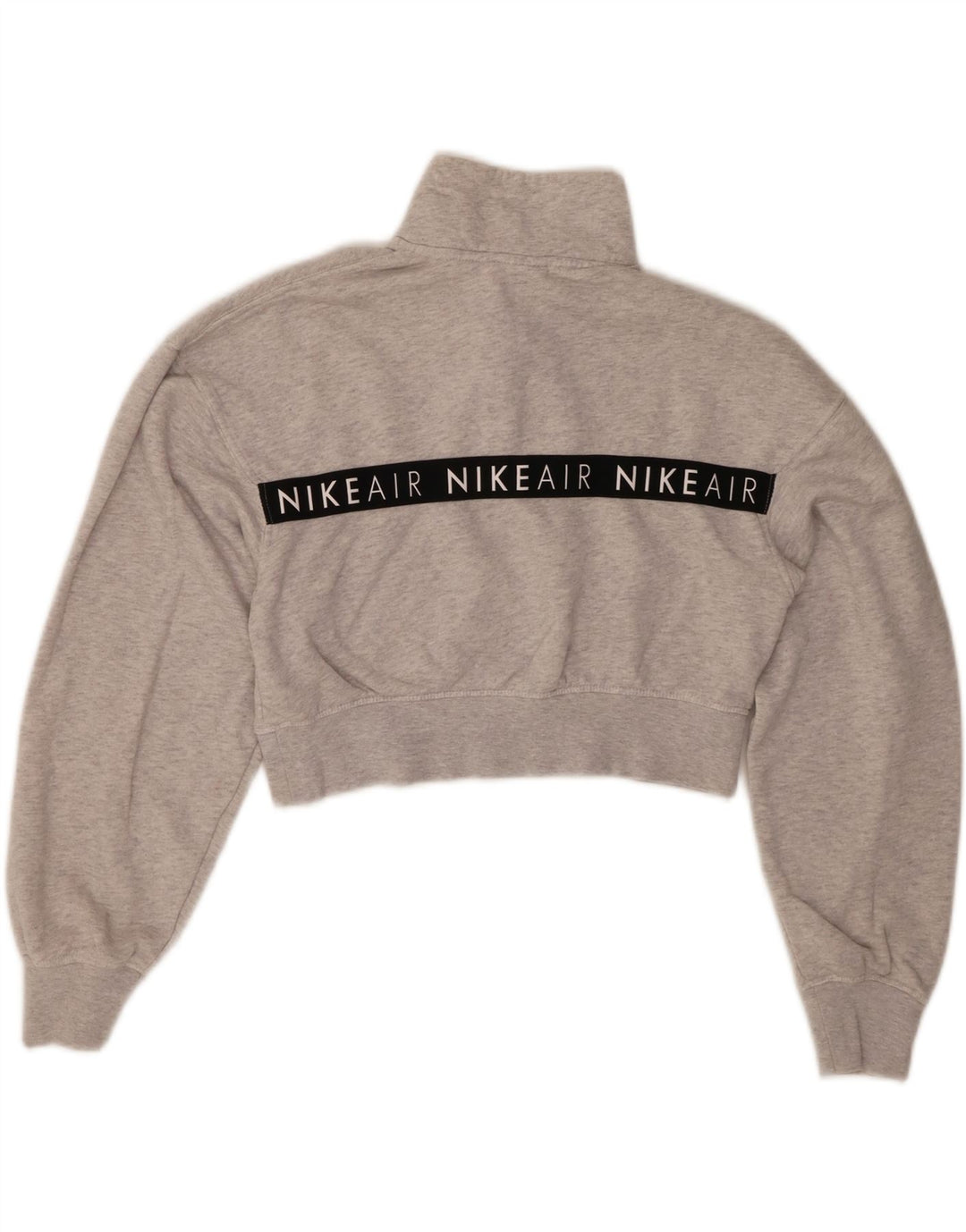 Nike Womens Graphic Crop Sweatshirt Pullover UK 6 XS Graue Baumwolle