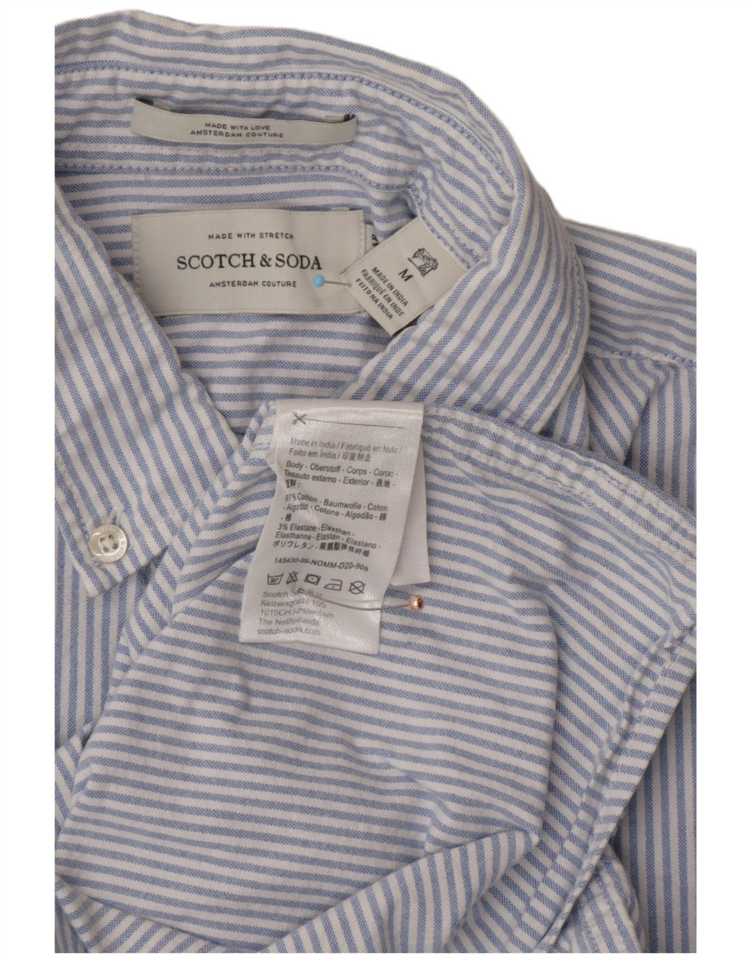 SCOTCH & SODA Herrenhemd aus mittelblauer Nadelstreifen-Baumwolle