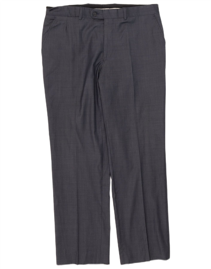 Gerade Anzughose für Herren von Zara, W44, L31, marineblaue Wolle