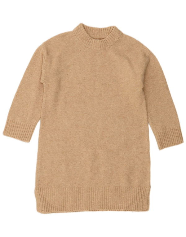Zara Mädchen-Pulloverkleid mit 3/4-Ärmeln, 8–9 Jahre, Beige, Acryl
