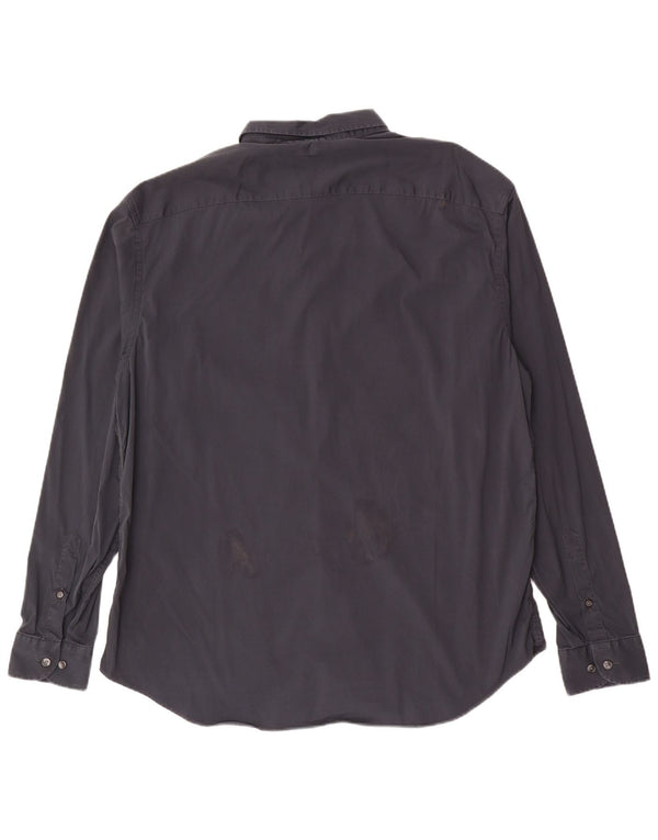 Armani Collezioni Herrenhemd 2XL Marineblaue Baumwolle