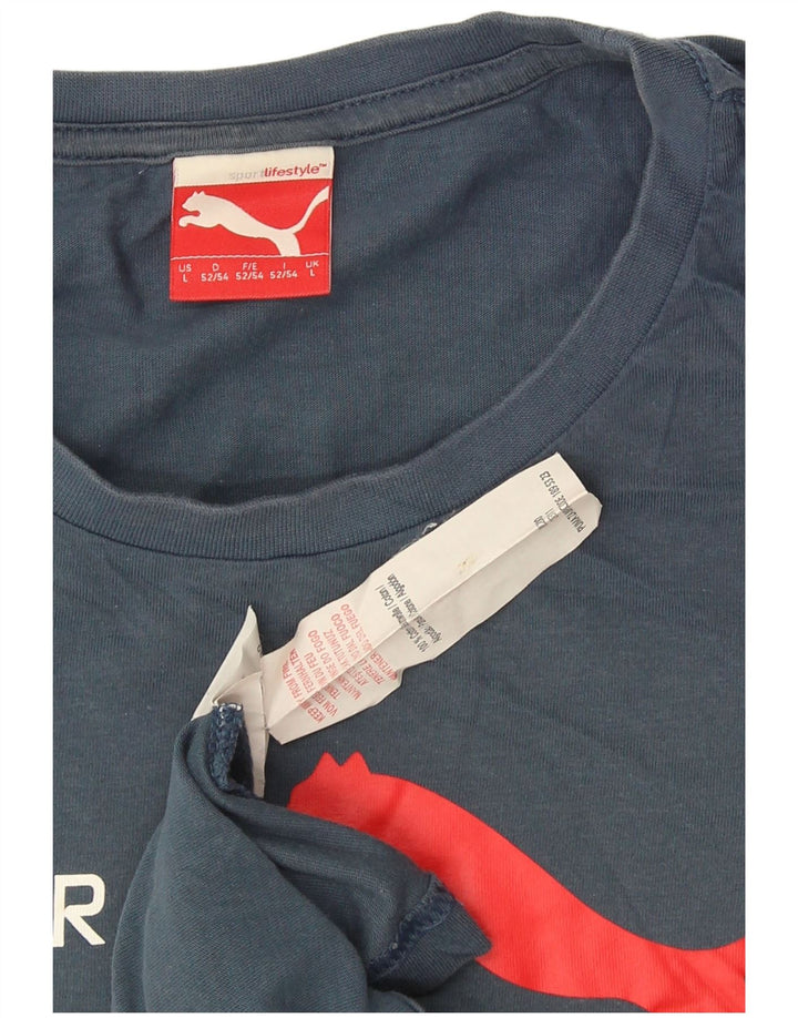 Puma Herren-T-Shirt mit Grafik, groß, aus blauer Baumwolle