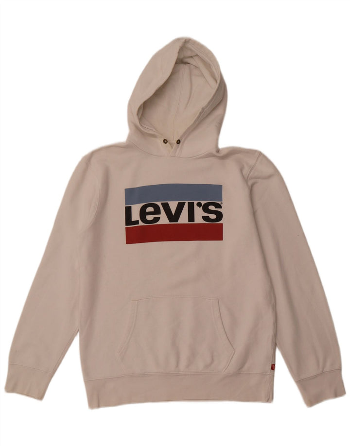 Levi's Herren-Pullover mit grafischem Kapuzenpullover, groß, aus weißer Baumwolle