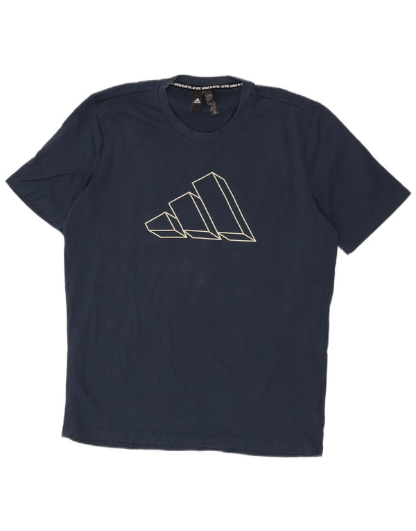Adidas Herren-T-Shirt mit Grafik, groß, marineblau, Baumwolle