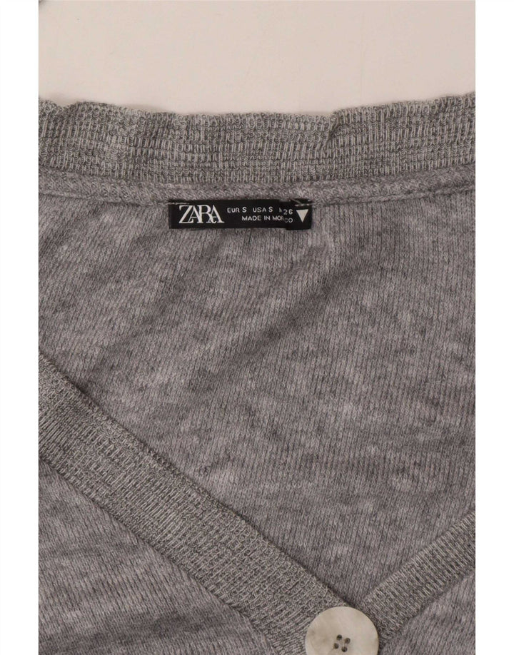 Zara Damen Crop Oversized Cardigan Pullover UK 10 Small Grau