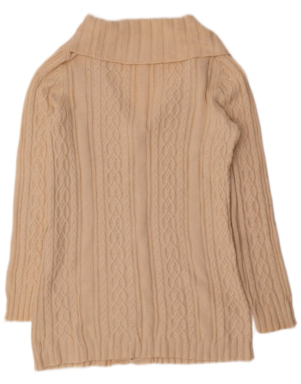 Eddie Bauer Damen Longline Cardigan Pullover UK 10 Small Beige Baumwolle