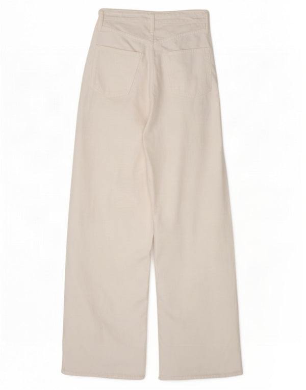 Zara Damen-Jeans mit weitem Bein, EU 34, 2XS, W24, L31, weiße Baumwolle