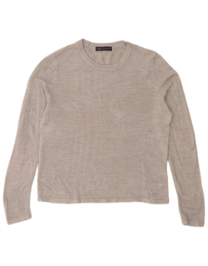 Marks & Spencer Damen-Pullover mit Rundhalsausschnitt, UK 14, mittelgraues Acryl