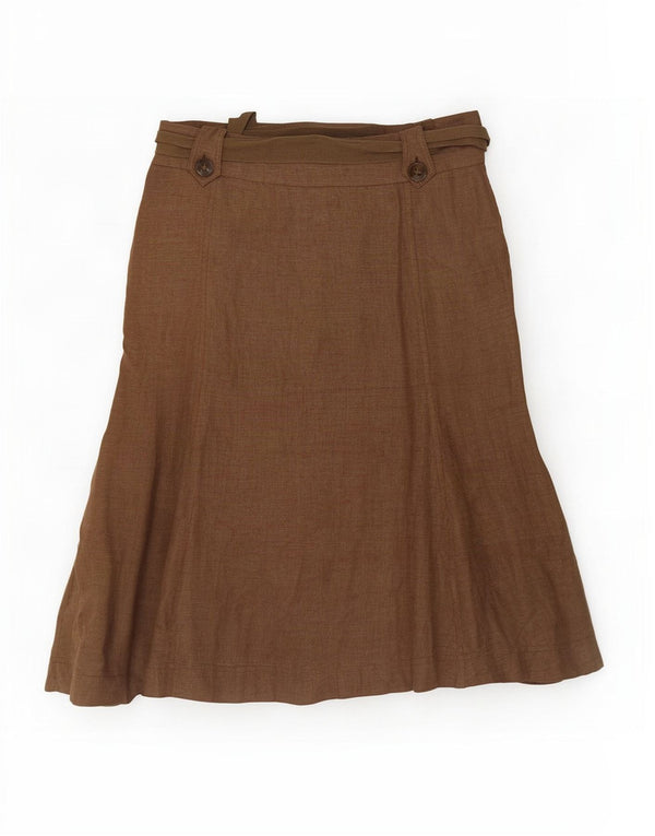 Laura Ashley Womens Trumpet Skirt UK 10 Small W30 Brown Linen