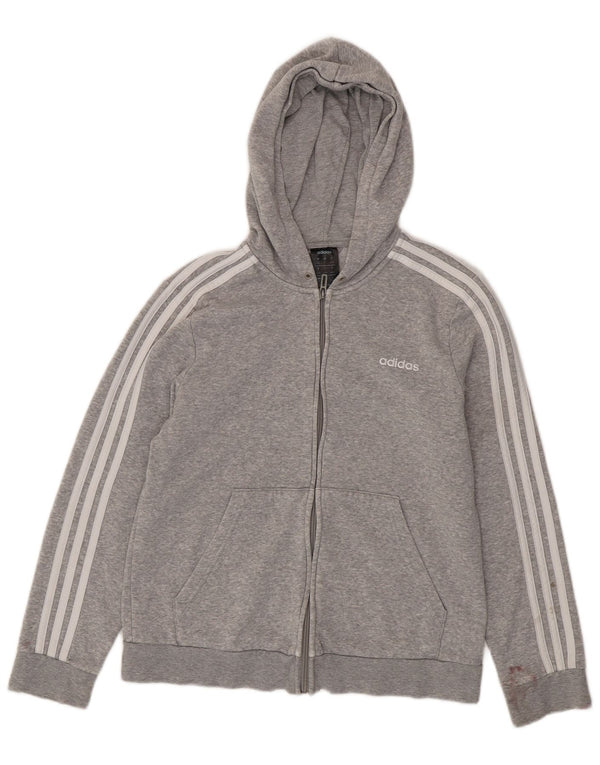 ADIDAS Damen Crop Zip Hoodie Pullover UK 16/18 Große graue Baumwolle