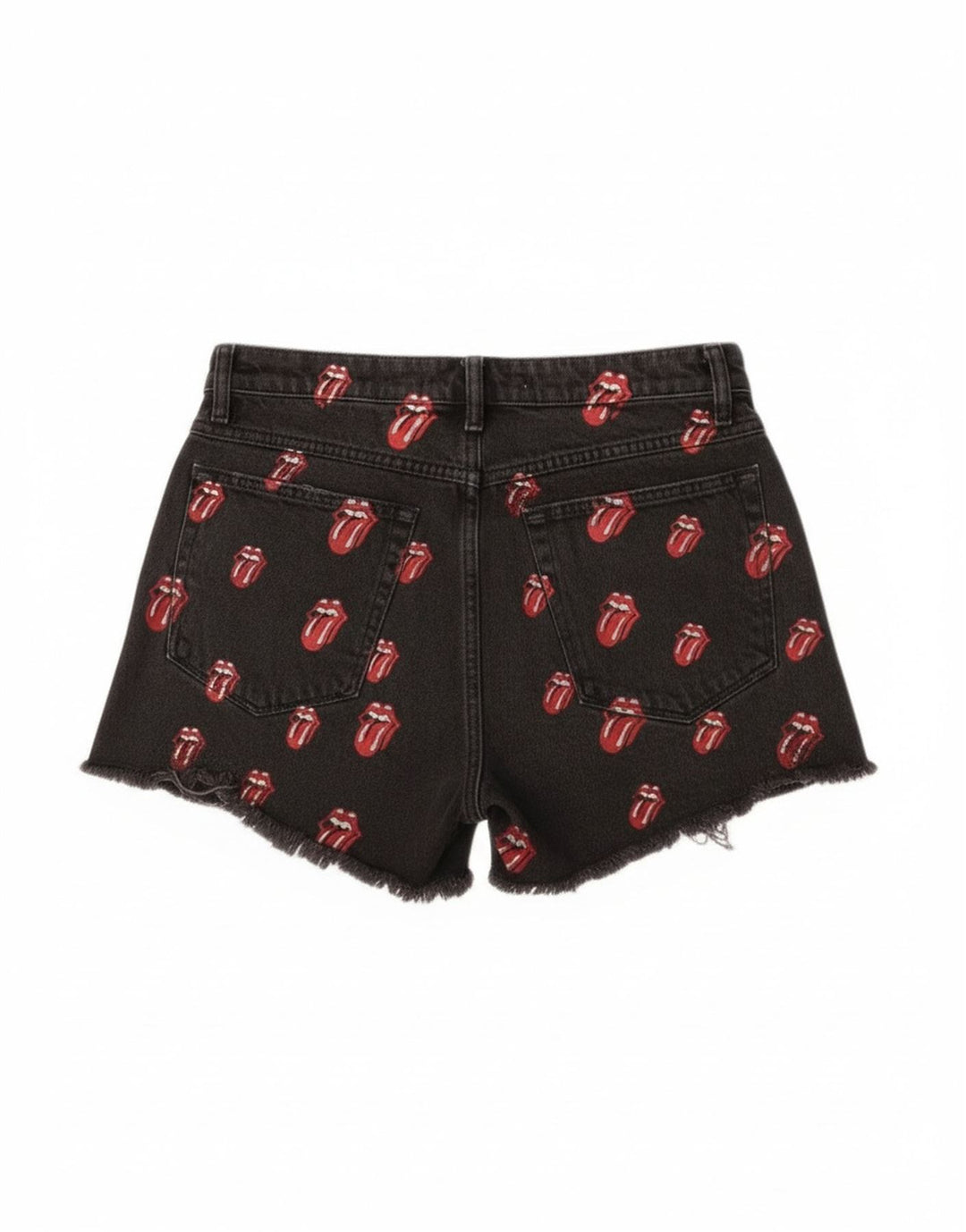 Zara Womens Graphic Distressed Denim Shorts EU 40 Medium W30 Schwarz