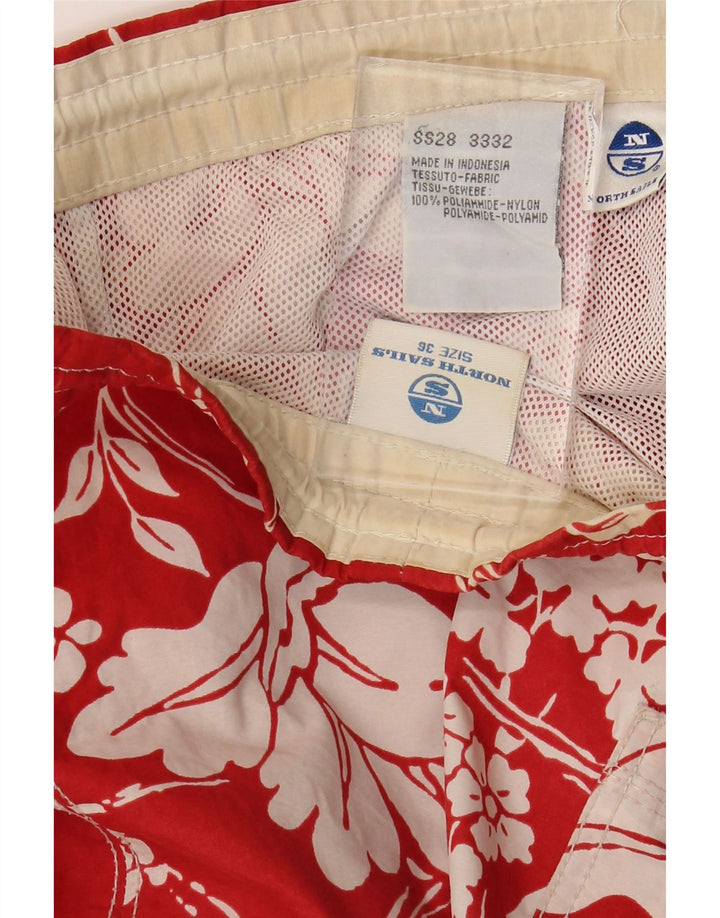 North Sails Herren-Badeshorts, groß, rotes Blumenmuster, Polyamid