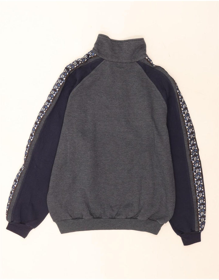 Lotto Herren-Sweatshirt mit grafischem Reißverschluss am Hals, mittelgrau, Farbblock