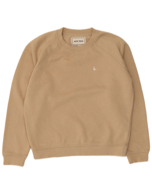 Jack Wills Womens Oversized Sweatshirt Jumper UK 8 Small Beige Cotton