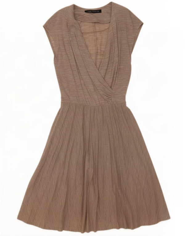 Zara Damen A-Linien-Kleid UK 10 Small Grey Polyester
