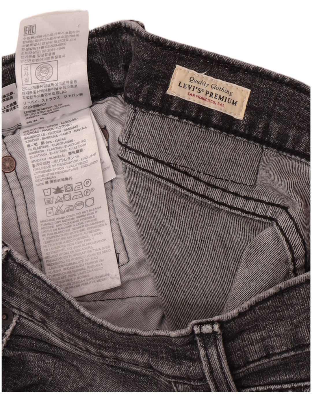 Levi's Herren Slim Jeans W30 L32 Graue Baumwolle