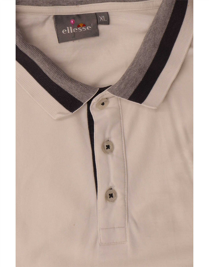 Ellesse Herren Poloshirt XL weiß gestreift aus Baumwolle