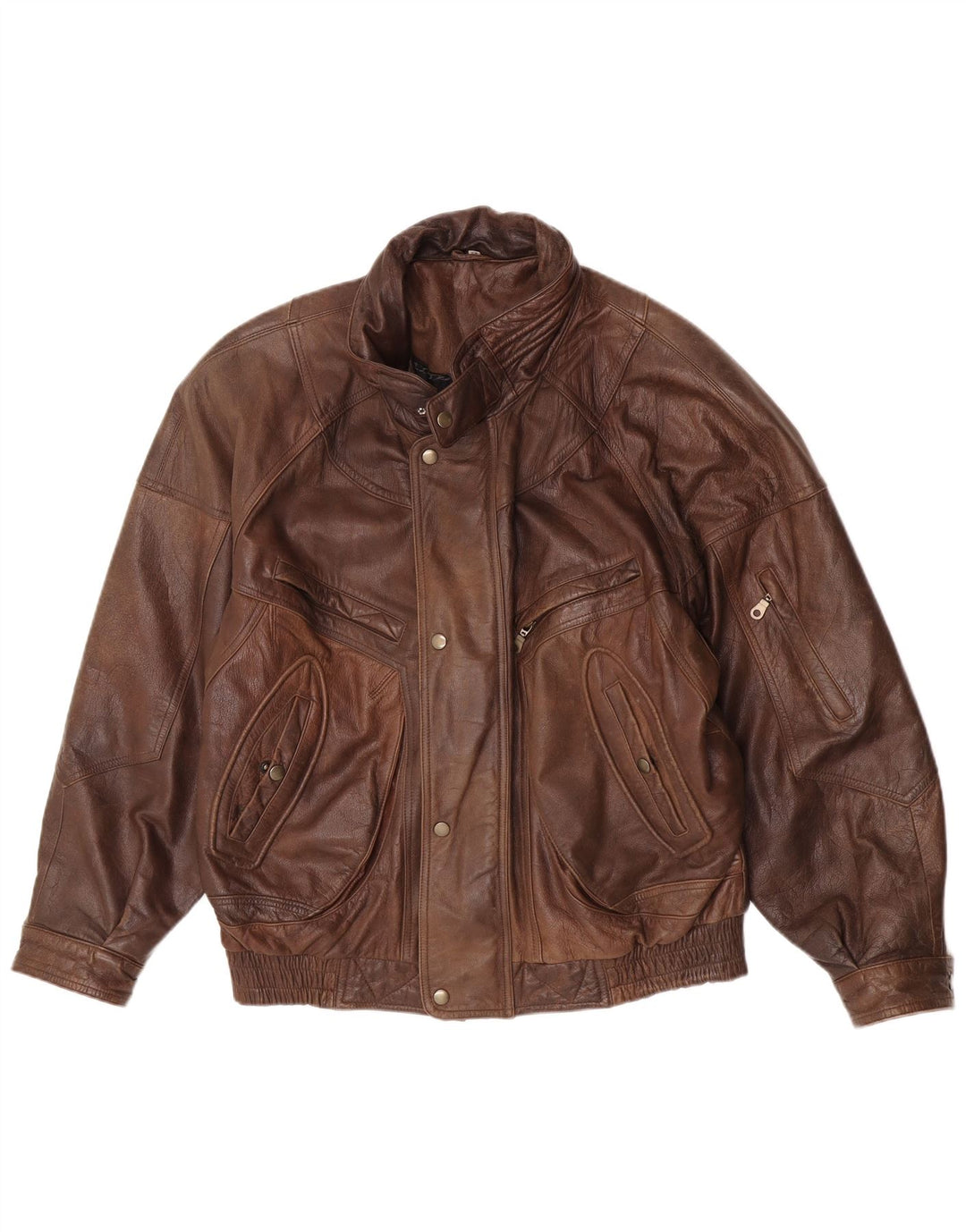 Vintage Herren Bomber Lederjacke IT 54 2XL Braunes Leder